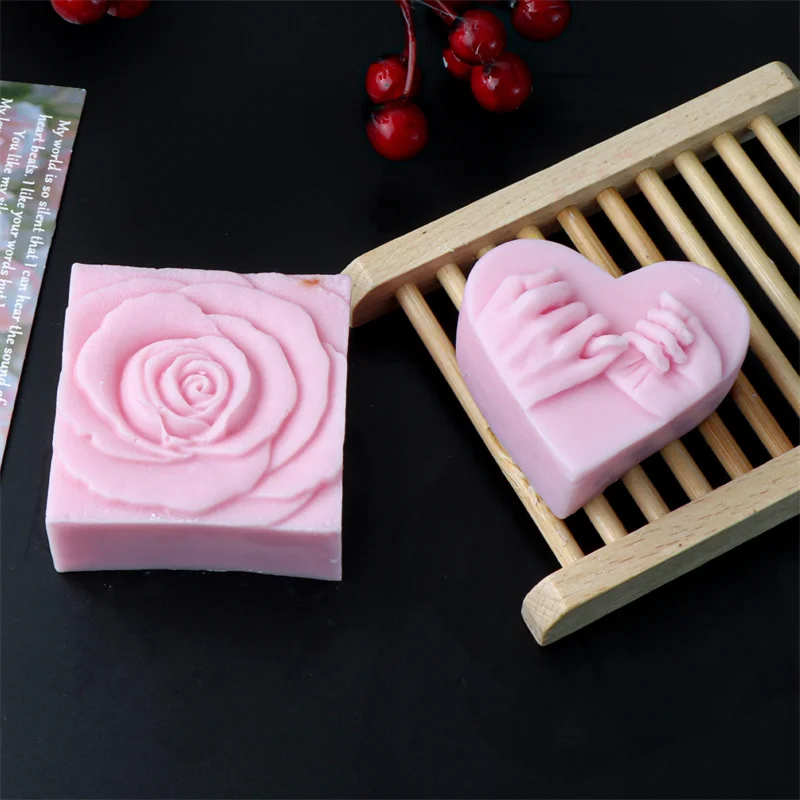 3D Rose Heart Shape Silicone Soap Mold DIY Love Rose Candle Plaster Making Tool Chocolate Ice Mould Decor Valentine's Day Gifts