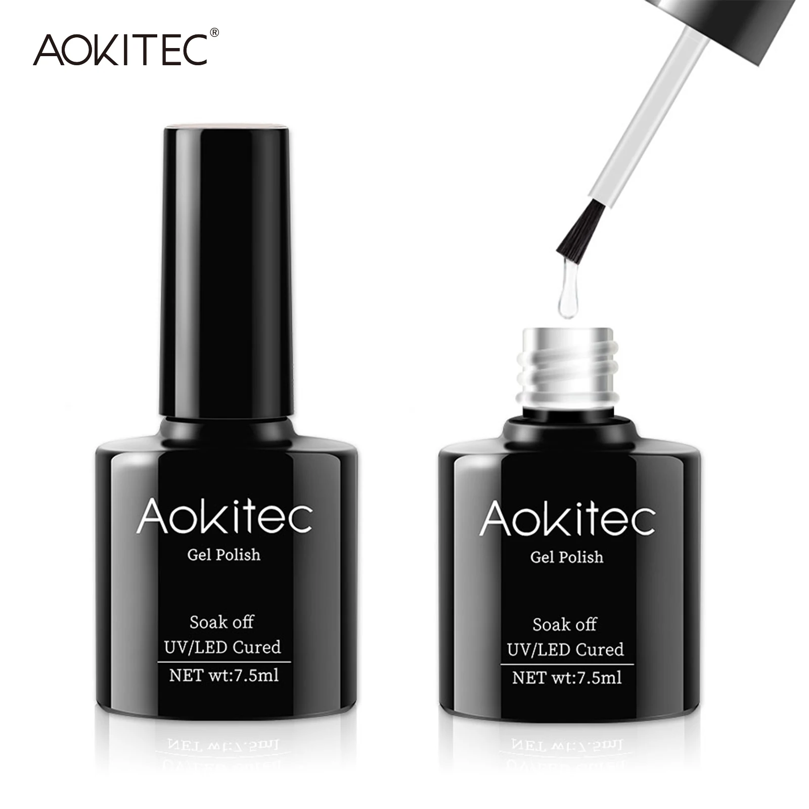 Aokitec 2/6Pcs Base Top Coat Gel Uv Set Top Coat Copertura Completa Smalto Per Unghie A Colori Soak Off Uv / Led Nails Polishmanicure Kit
