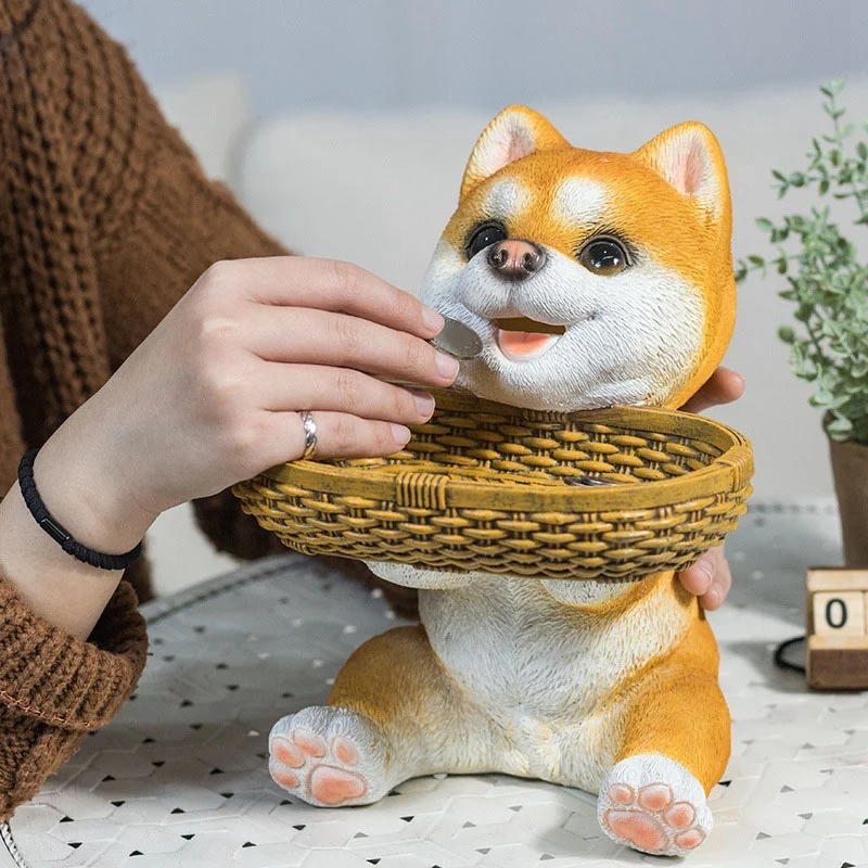 

Nordic Pug French Bulldog Dog Statue Remote Control Storage Box Resin Shiba Inu Sculpture Home Decoration