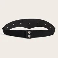 Ceinture de taille en cuir à lacets tendance pour femmes, style européen/américain, boucle en métal noire rétro, ceinture de taille élastique. 5