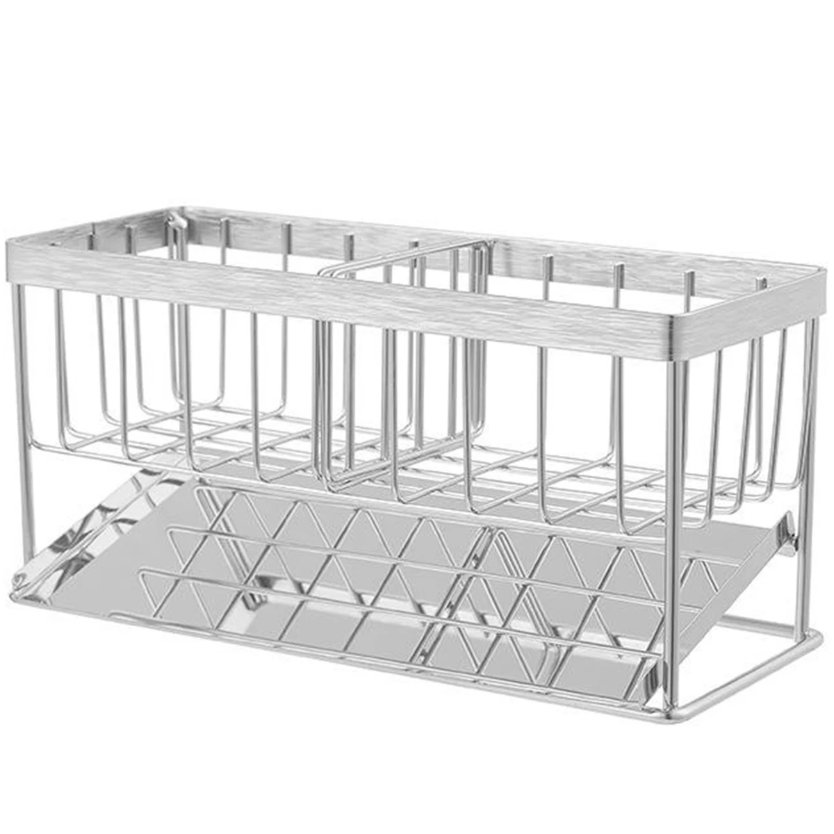 Sink sponge Holder 304 stainless steel,Soap Dispenser Brush Drainer Rack Organizers with Removable Drain Tray for Kitchen 6