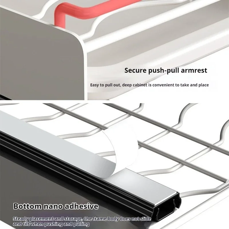 Kitchen Pull-out Dish Storage Rack Household Cabinet Punch-free Dish Pull Basket Drawer-type Rack Plate Drain
