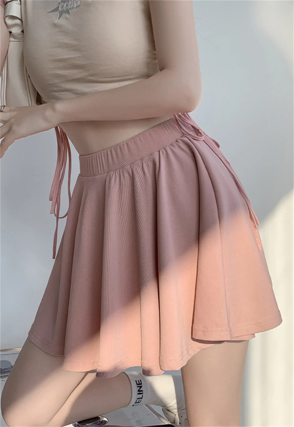 ventilate ice silk korea mini tennis sport skirt for women high waist ruched pleated a line satin short yoga skirt for girl teen Ventilate Ice Silk Korea Mini Tennis Sport Skirt for Women High Waist Ruched Pleated A-line Satin Short Yoga Skirt for Girl Teen