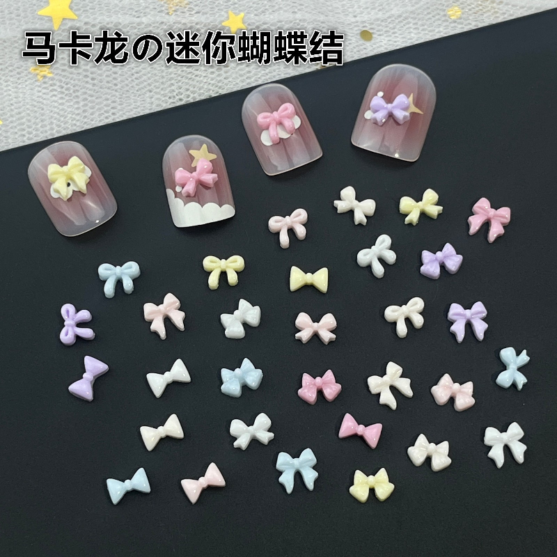 100pcs Spring Mini Bow Nail Accessories Macaron Color Streamers Bow Tie Diy Earrings Nail Decoration Phone Charms Jewelery