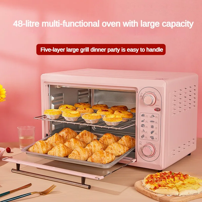 48 Liters Household Electric Oven Kitchen 60 Minutes Timer Large Capacity Pizza 100°~250°temperature Control Convection Macarons 3
