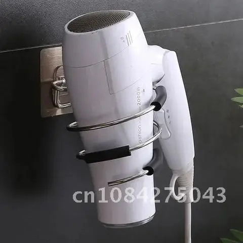 

Holder Hair Dryer Organizer Blower Adhesive Wall Mounted Nail Free No Drilling Stainless Steel Spiral Stand Bracket For Bathroom