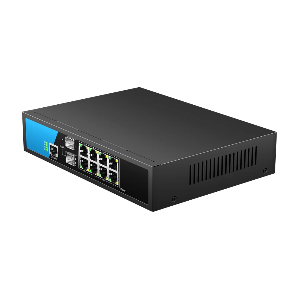 10포트 기가비트 관리형 스위치 | 8 x RJ45 + 2 x SFP 포트 | 10GM-S2-AC | 고급 네트워크 제어