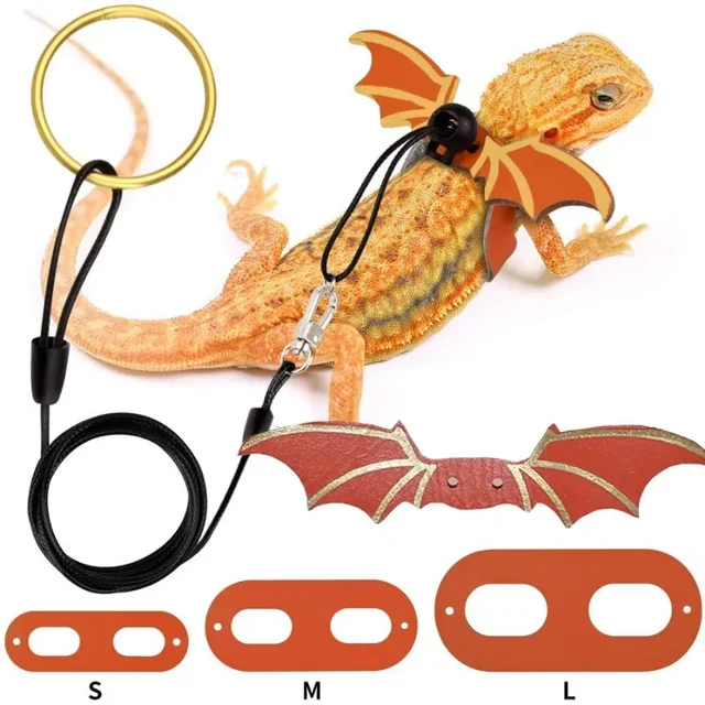 Multi Lizard Leash Harness Soft Padding Reptile Leather Dragon Wings Vest Top with Hook and Loop Small Animals Cute Clothes 2