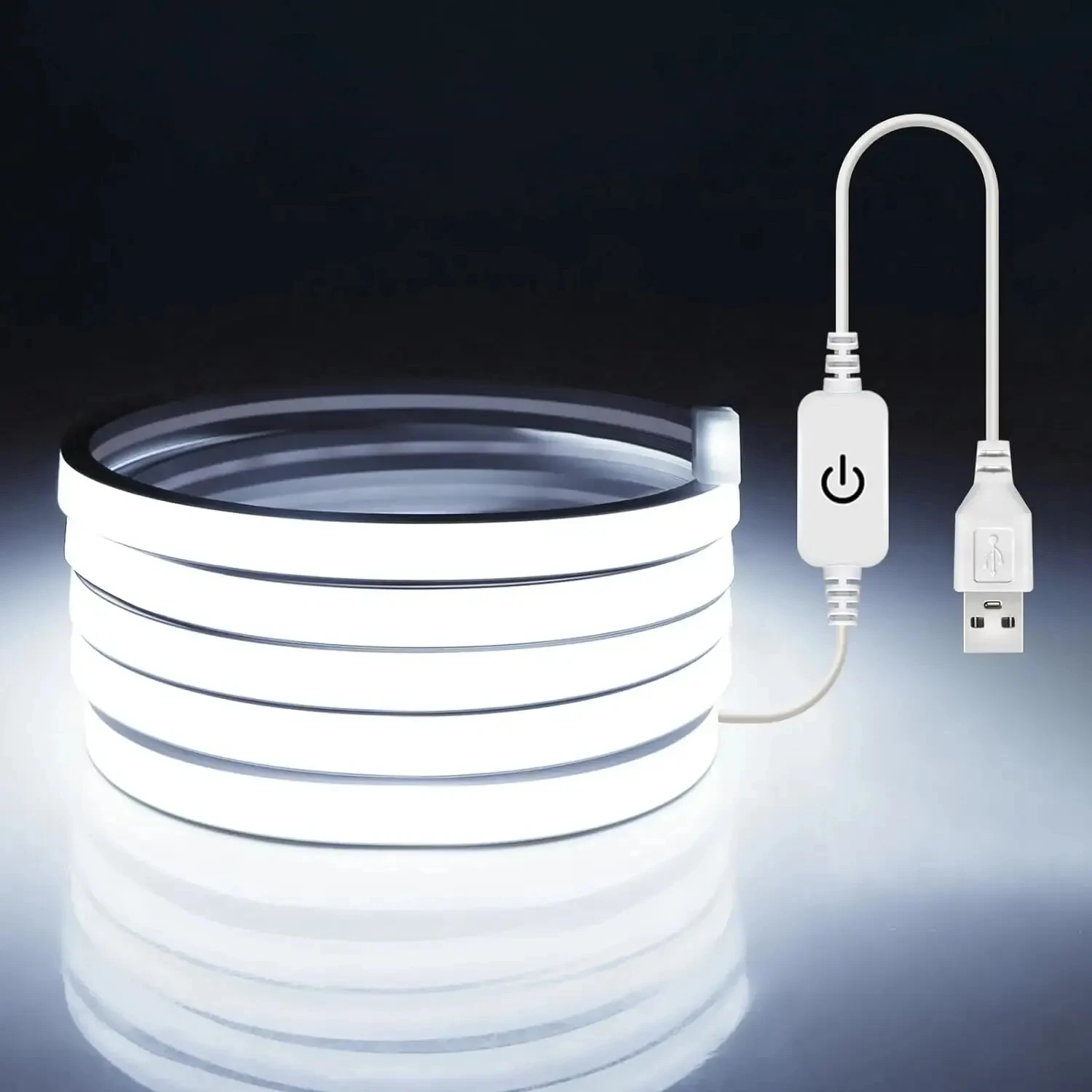 thumbnail image 1 of Tira de luces LED de 1 m, 2 m y 3 m, resistente al agua, 5 V, USB, COB, flexible, regulable, para interiores y exteriores, dormitorios, 1 of 4