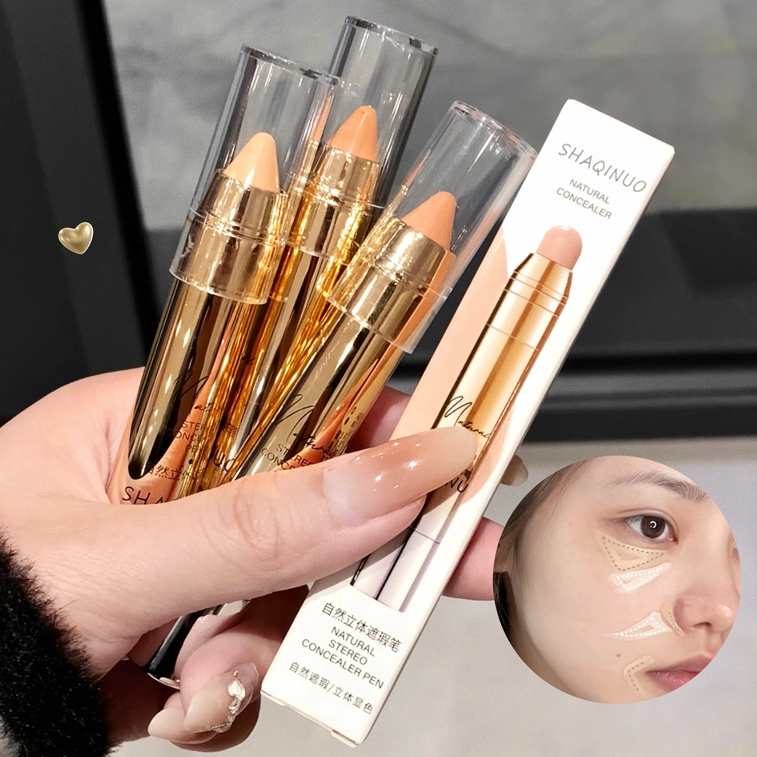 Face Concealer Pen Long Lasting Cover Dark Circles Corrector Contour Concealers Stick High Gloss Brighten Face Cosmetic Makeup 3