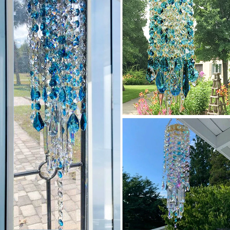 Chandelier Wind Chimes Coating Crystal Prisms Hanging Suncatcher Rainbow Chaser Window Curtains Pendant Home Garden Decor Gifts 4