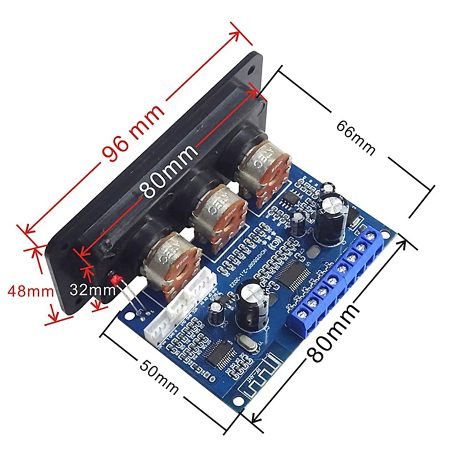 2.1 채널 디지털 앰프 보드, AUX 케이블, 리모컨 2x25W, 50W 서브우퍼 클래스 D 앰프 보드 DC12-20V, BT5.0