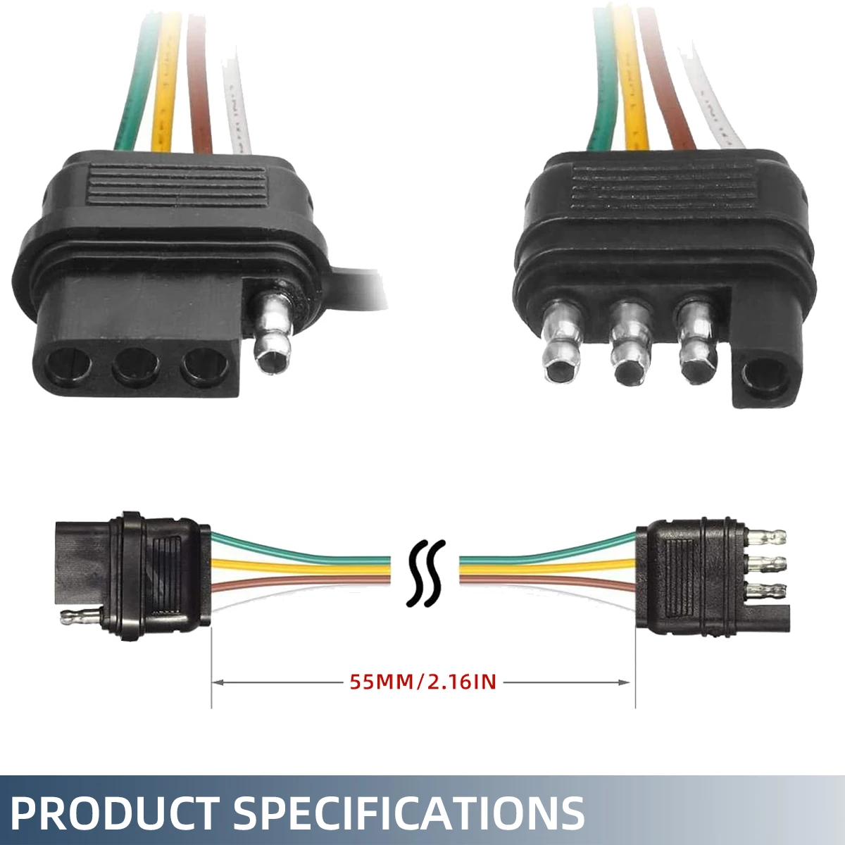 Trailer Plug Adapter Towing Adapter Towing Adaptor Trailer Plug Trailer Wire Power Cord The 4 Pin Connector Prong Plug Suite Wiring Harness Extension Pvc Light Adapter Kit Towing
