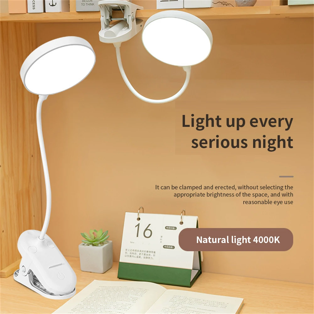 

Flexible Foldable Led Desk Lamp USB Plug Bedroom Night Lights Dimming Work Study Reading Clip-on Table Lamps for Eyes Protection