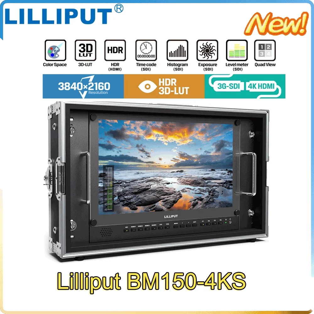 

Lilliput BM150-4KS Broadcast 15.6" HDR 3D-LUT Color space Carry-on 4K Director Monitor 3840x2160 SDI HDMI Tally VGA