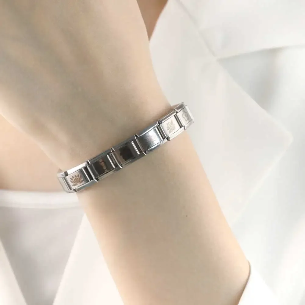 Fashion Top Stainless Steel Flower Charm Italian Links Fit 9mm Bracelet DIY Making Jewelry DJ106-D charm bracelet