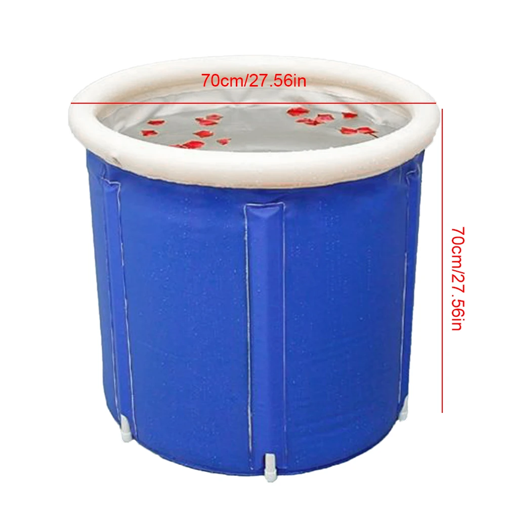 68 * 63cm Thick Blue Foldable Inflatable Bathtub (With Lid And Seat Cushion)