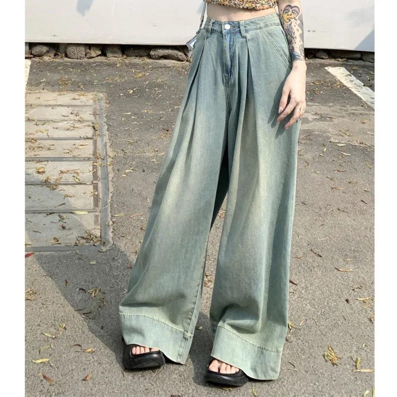 

Women Pants Hip Hop High Waist Baggy Jeans Y2k Style Trendy Summer New In Wide Leg Denim Pants Yk2 Streetwear Grunge Trousers