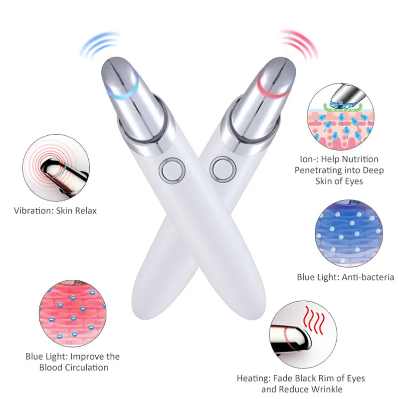 Multifunction Anti-wrinkle Device Therapy Tool Electric Heat Eye Massager Pen Private Label skin care device