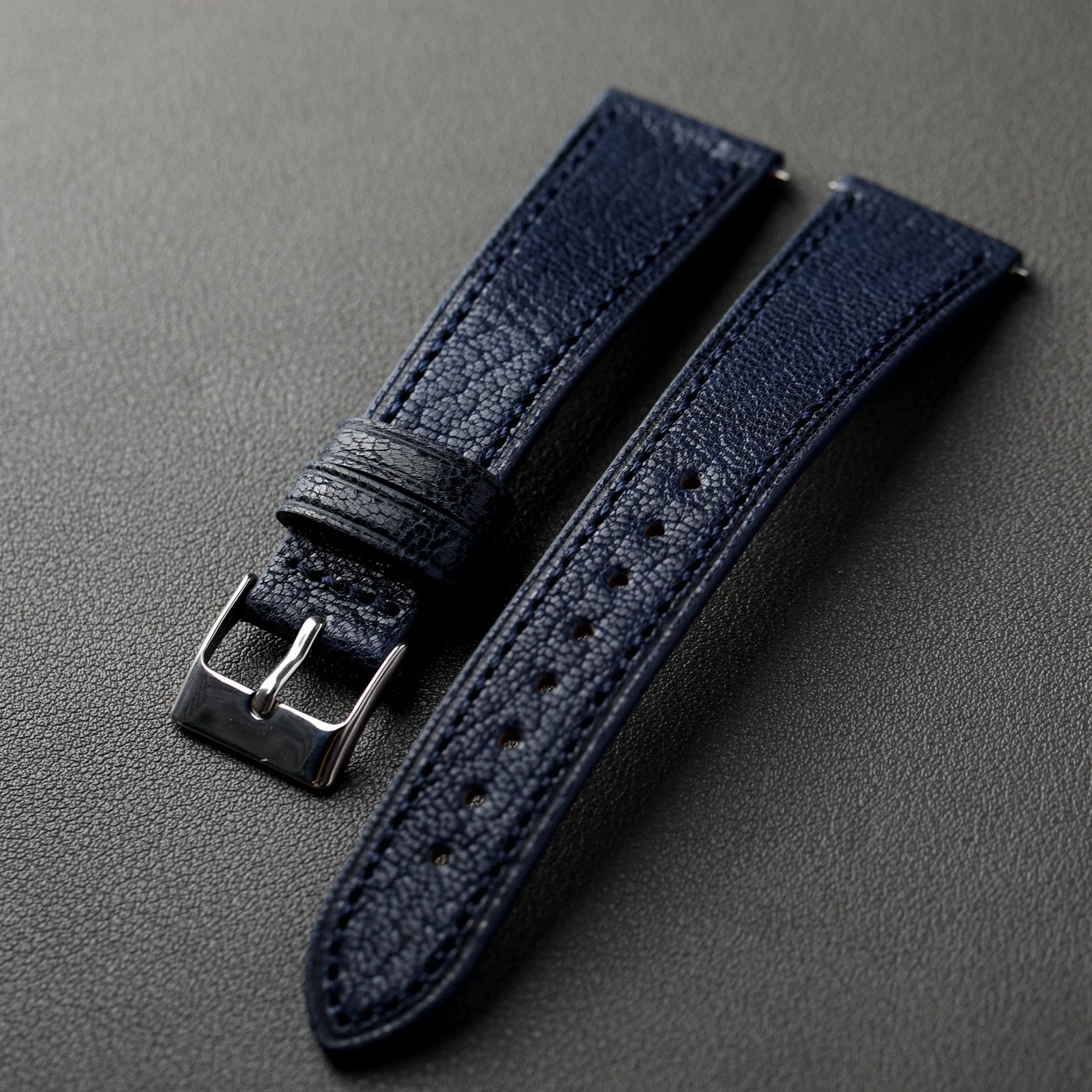 Ultra-Thin Deep Blue Genuine Leather Sheepskin Strap - Vintage Quick Release Bracelet, S/M Size