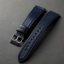 Ultra - Thin Deep Blue Genuine Leather Sheepskin Strap - Vintage Quick Release Bracelet, S/M Size - 20mm (Bule)