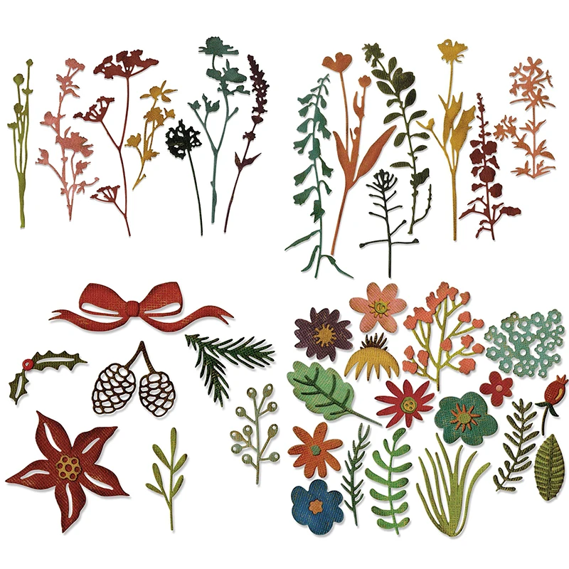 식물 금속 절단 다이는 크리스마스에 적합합니다 DIY 스크랩북 앨범 3D 인사말 카드 장식 크리 에이 티브 꽃 잎 2022