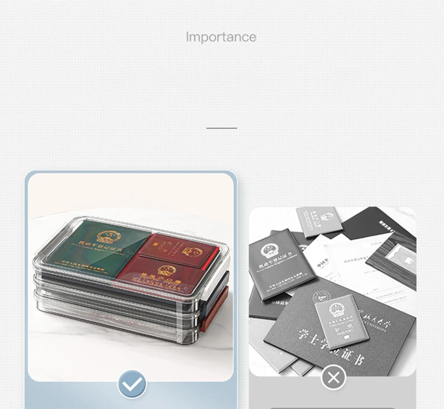 Clear Document Storage Box Family Certificate Case Household Real Estate Bag Manual A4 Paper Organization