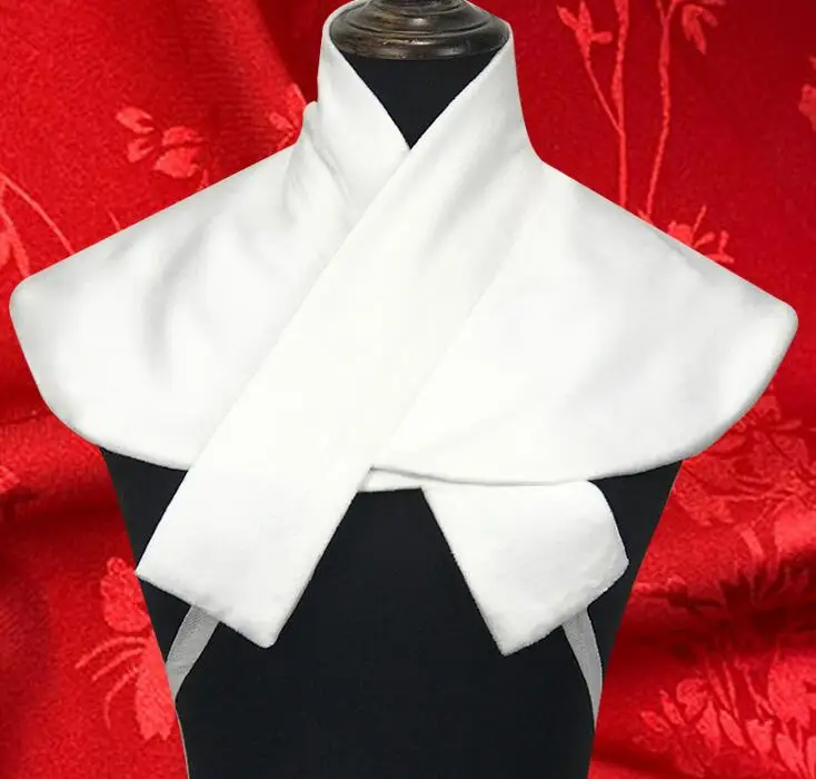 

Зимняя китайская толстая белая водолазка Hanfu со съемным воротником для женщин