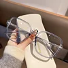 Fashion Leopard Oversized Myopia Glasses Women Brand Square Blocking Blue Light Ultralight Computer Graduation Eyeglasses minus 2