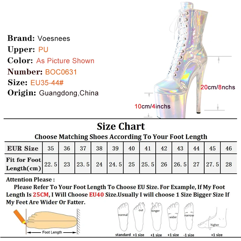 Sexy Radiance Ultral High Heels 20cm/8Inchs Women Ankle Boots Nightclub Catwalk Platform Boots Pole Dance Stripper Party Shoes