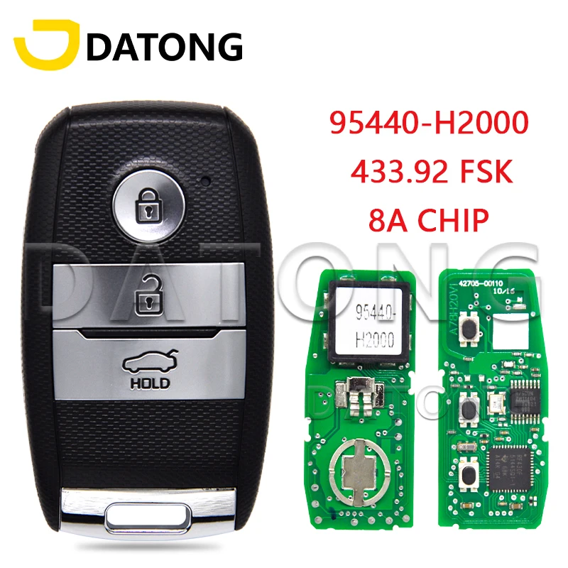 

Datong World Car Remote Control Key For KIA K2 K3 95440-H2000 8A Chip 433.92 FSK Replacement Promixity Card