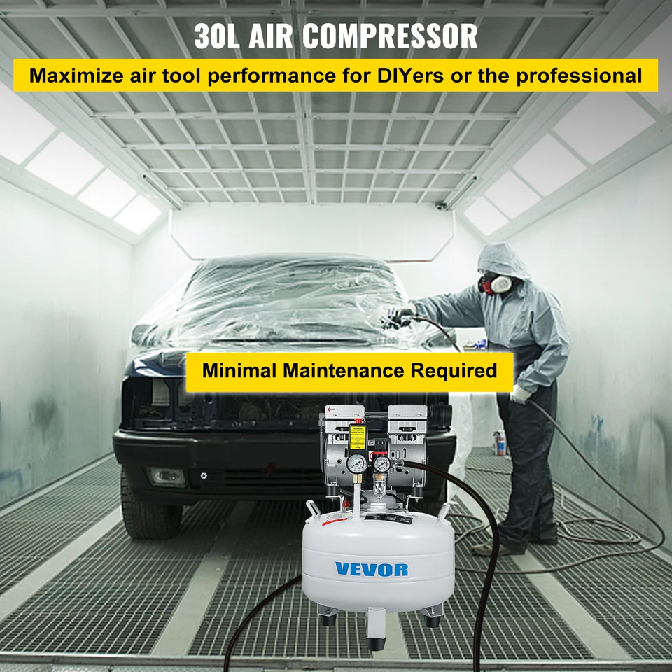 Compressore Aria Senza Olio VEVOR 6,6 Galloni - Ultra Silenzioso 48dB, 850W Portatile - Foto 8