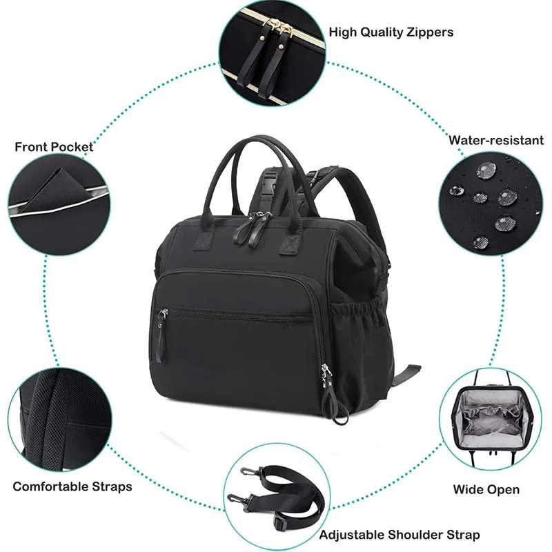 Mommy Diaper Stroller Hanging Bag Mother Large Capacity Nappy Backpacks With Changing Mat Convenient Baby Nursing Bags_voghion.com