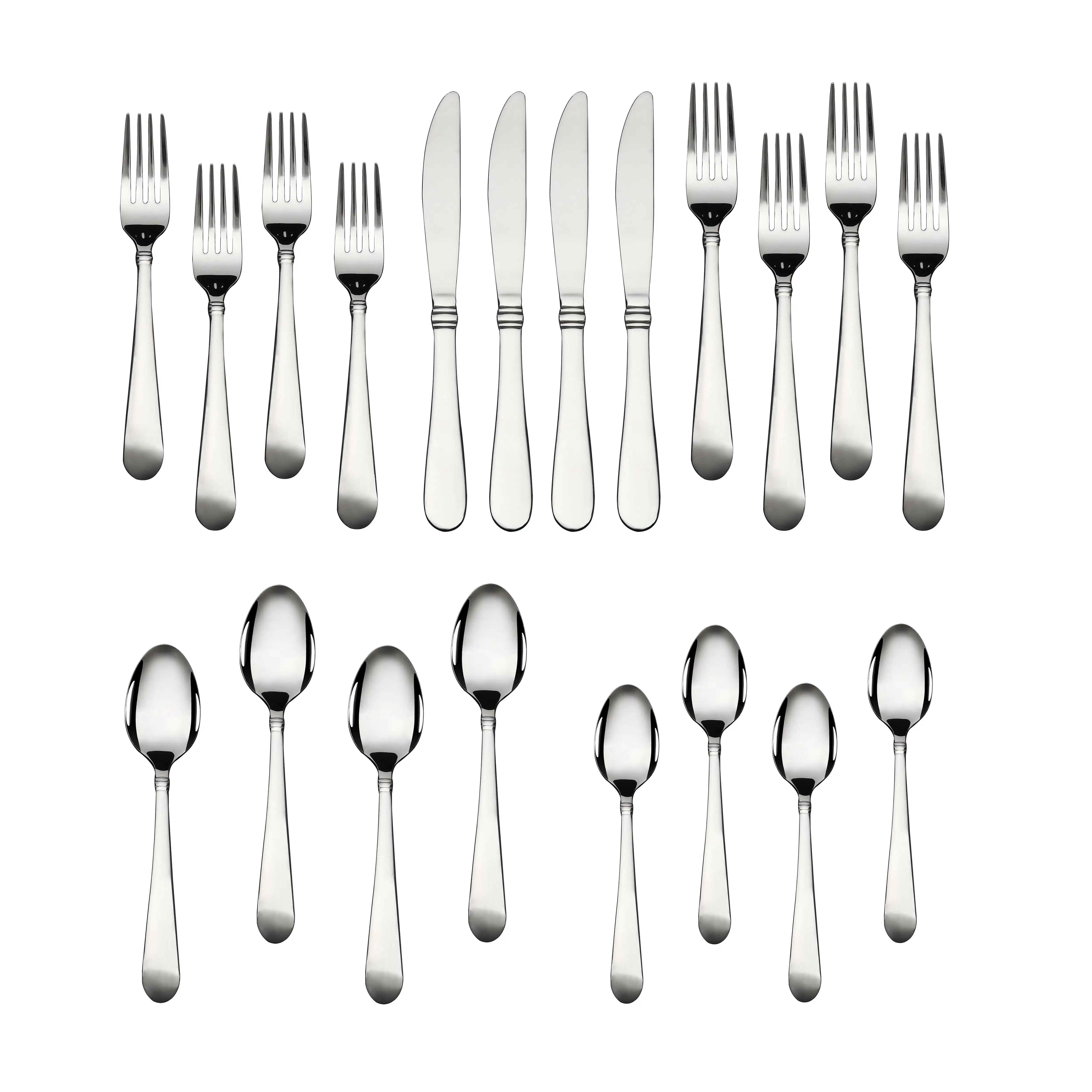 

Camfield 20 Piece Stainless Steel Flatware Set, Silver Tableware Service for 4