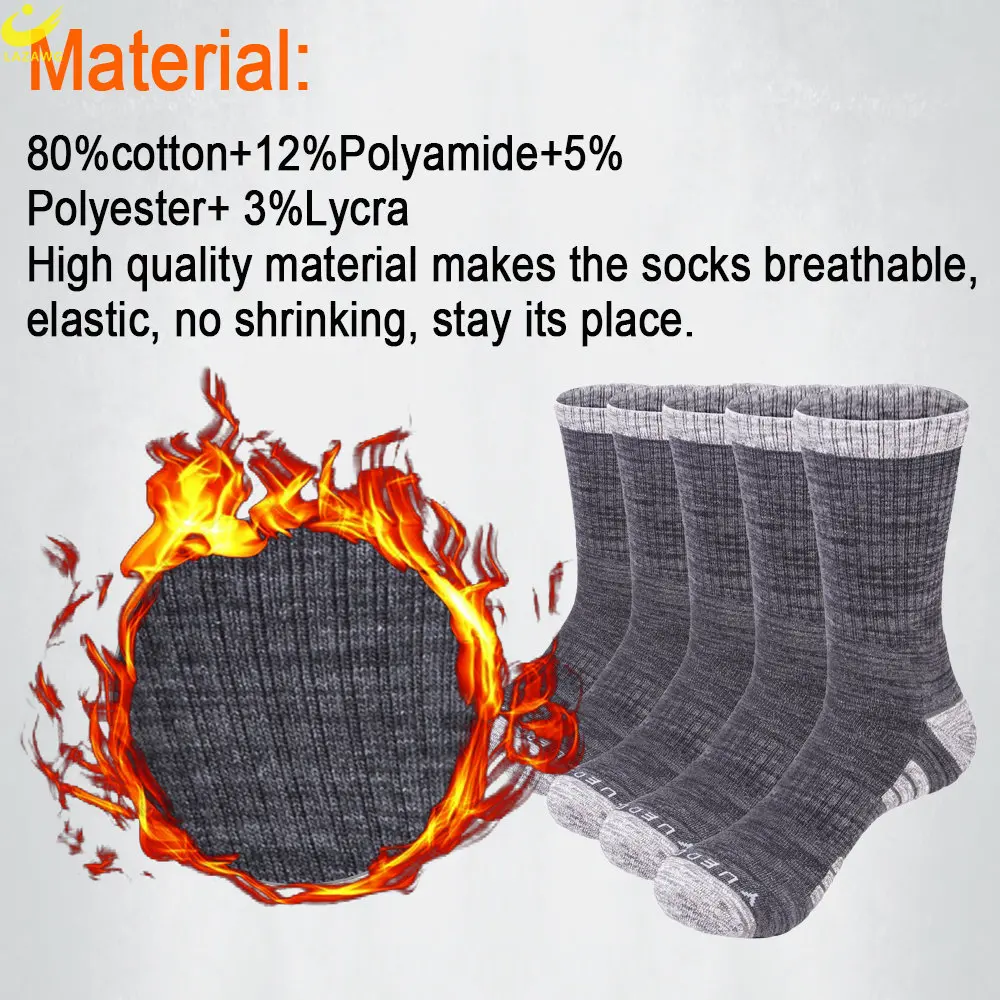 LAZAWG 5Pairs Men's Cotton Running Crew Socks Middle Tube High Quality Casual Breathable Warm Sports Socks for Men Soft Sock