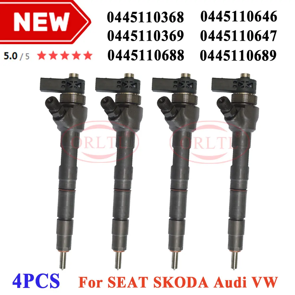 

ORLTL 4PCS Common Rail Diesel Fuel Injector 0445110369 0445110646 0445110647 0445110688 For BOSCH VM AMAROK 2.0/CADDY/GOLF