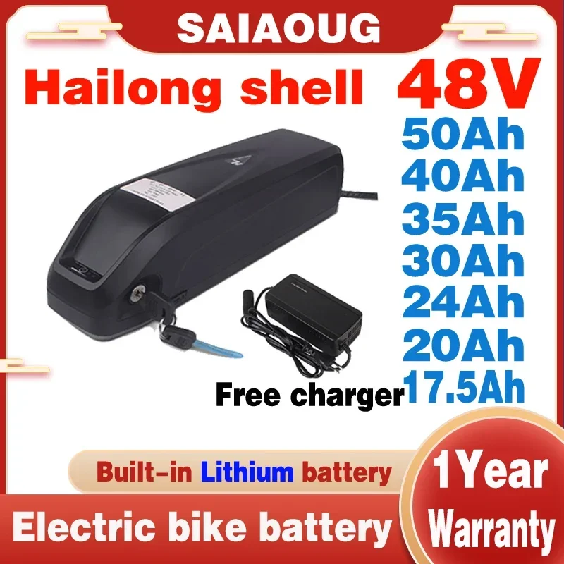 

E Bike Battery 48V 17.5Ah\20Ah\30Ah Hailong For 50A BMS 500W 750W 1000W 2000W Brand Cells Pack Electric Bicycle Lithium Ion