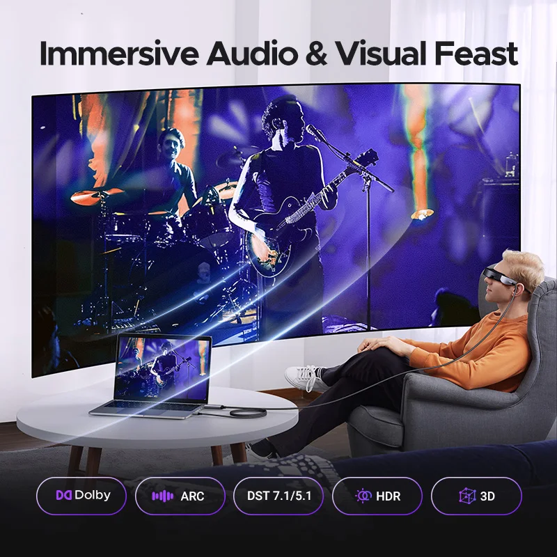 UGREEN HDMI to USB C Cable Adapter Audio Video Display 4K 60Hz HDR HDCP2.2 Dolby with USB Power Supply For PS4/5 Switch Xbox PC