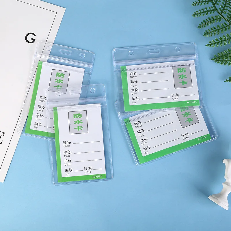 

10pcs/set Horizontal Vertical ID Tag Cover Transparent Vinyl Pass Employee's Work Card Case Sleeve Badge Holder Accessories