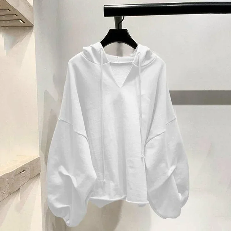 Plus Size Women\'s New Korean Long-sleeved Hooded Sweater Loose Casual Solid Color All-match Jacket Harajuku Fashion Clothing