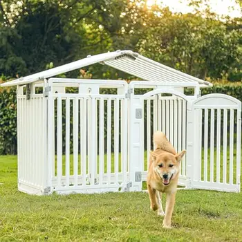 Foldable Pet Playpen with Door 6-Panel Small Dog Fence Easy Assemble Indoor Outdoor 6