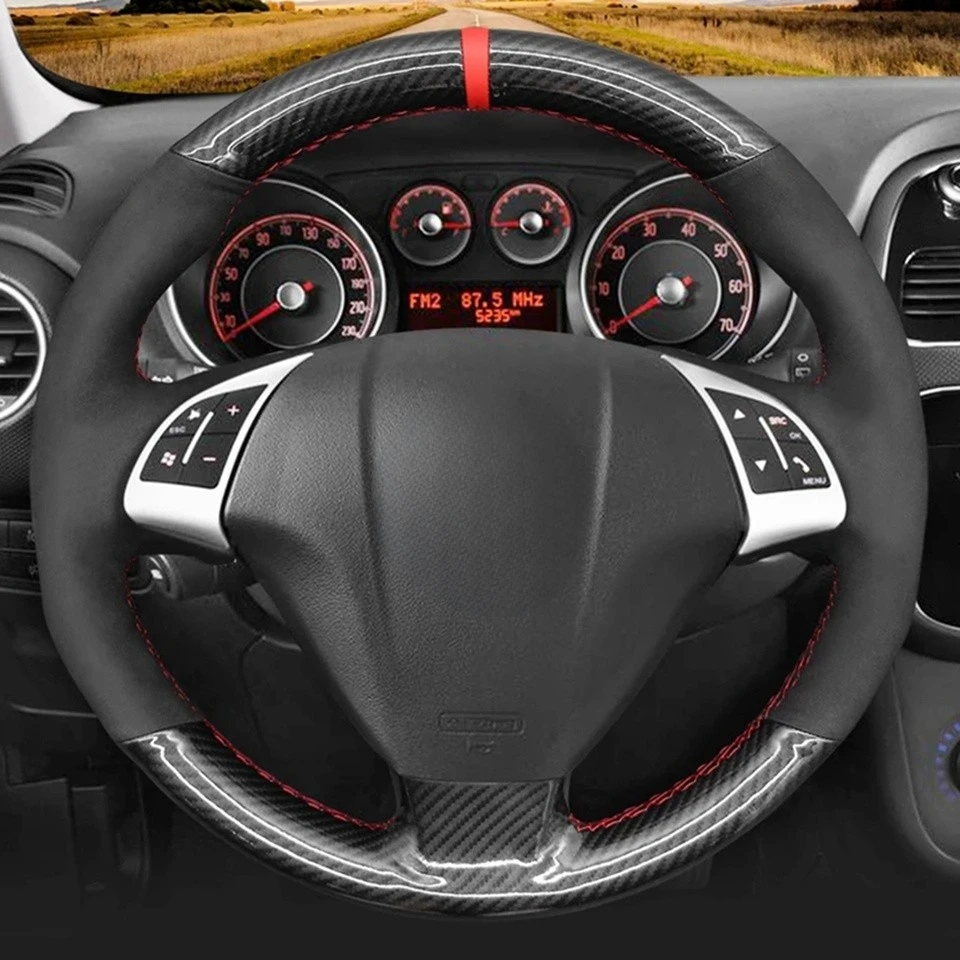 Carbon Faser Auto Lenkrad Abdeckung Für Fiat Grande Punto Bravo Linea 2007-2019 Qubo Doblo Opel Combo Vauxhall combo 2012-2017 – Detail 1