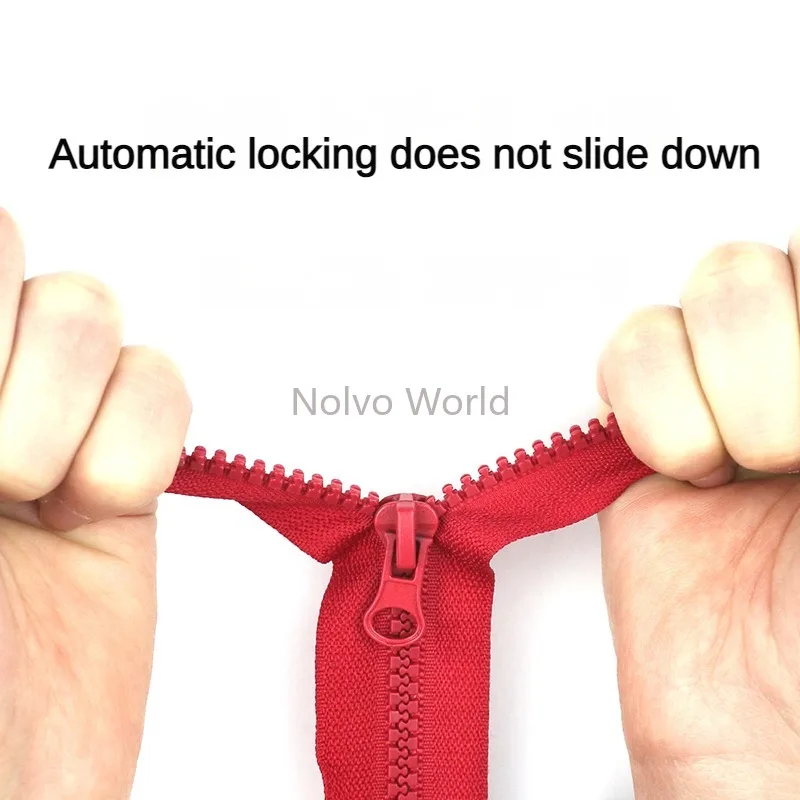 10PCS 40/50/60/70/80/90/100/120CM 5# Resin Zipper For Garment Jacket Bags Open-End Auto Lock Zipper Repair Tailor Accessories