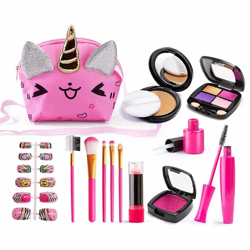 New Children's Cosmetics Toys Cute Cartoon Unicorn Bag Set Children Play House Toys Simulation Makeup Girls Birthday Gifts