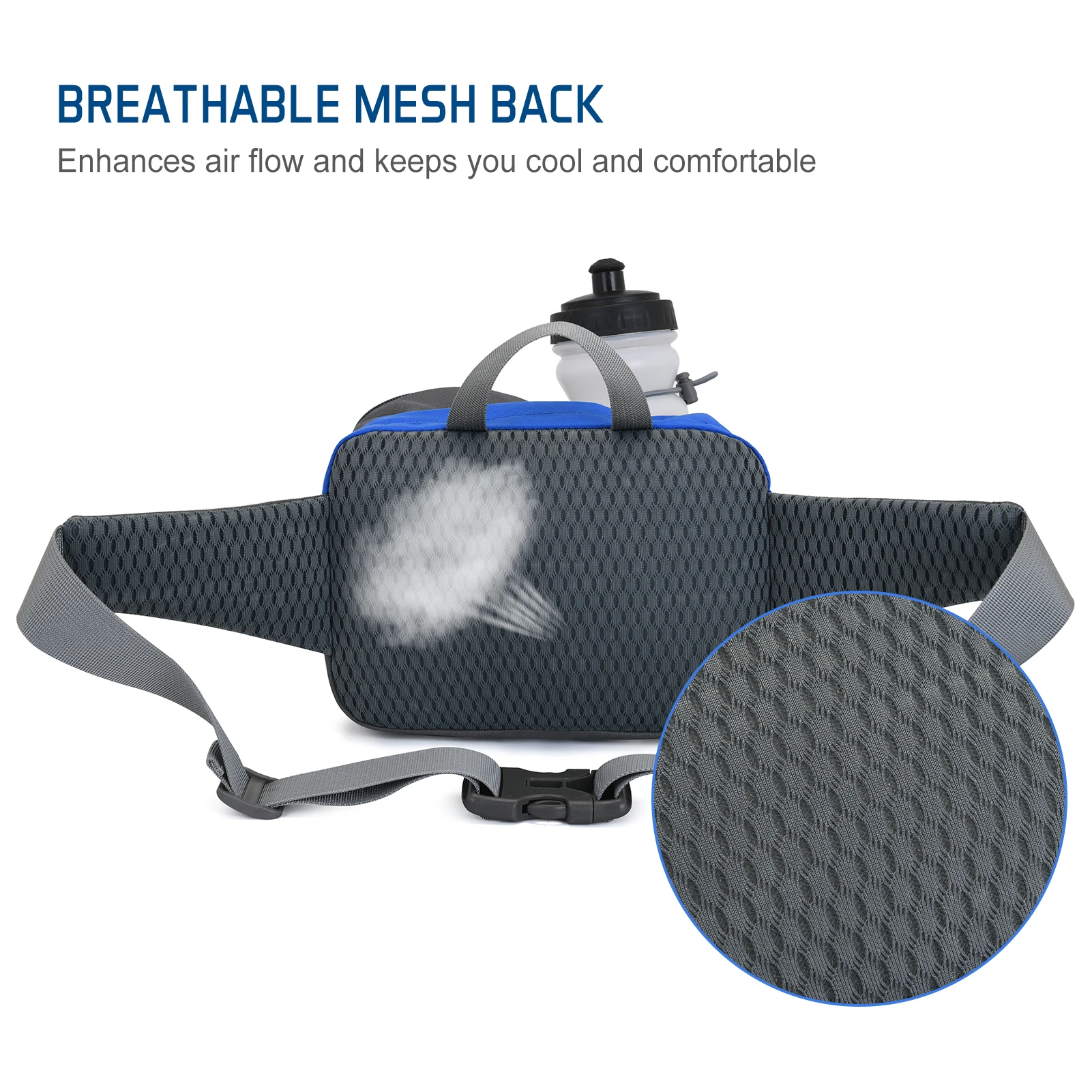 Outdoor Sports Waist Pack with Water Bottle Holder Bum Bag Waist Pouch for Hiking Cycle Running 6