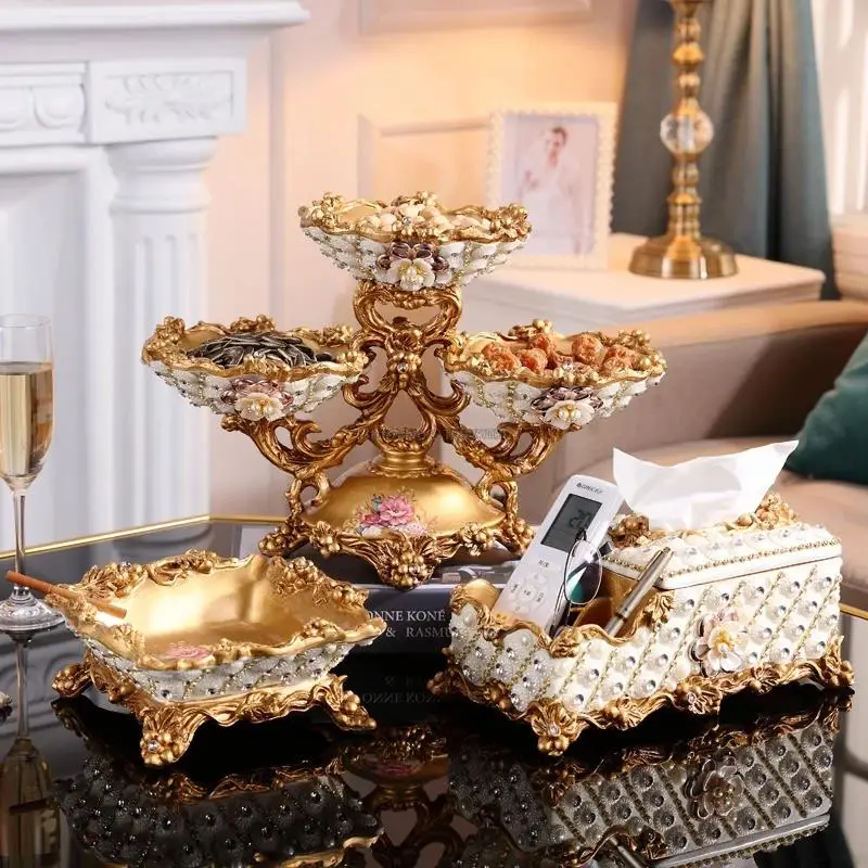 European - style Household Fruit Plate Living Room key-2 Luxury High - end Dried Fruit Plate Table Decoration Set 4