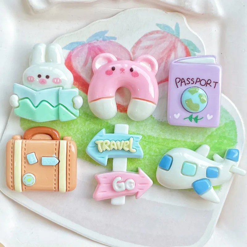 20Pcs Cartoon Airplane Rabbit Resin DIY Cabochon Scrapbook Embellishments Accessories Dollhouse Home Art Mini Ornaments Patch