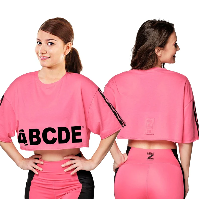 

ABCDE fitness leisure sports dance cotton short sleeve loose T-shirt 0389