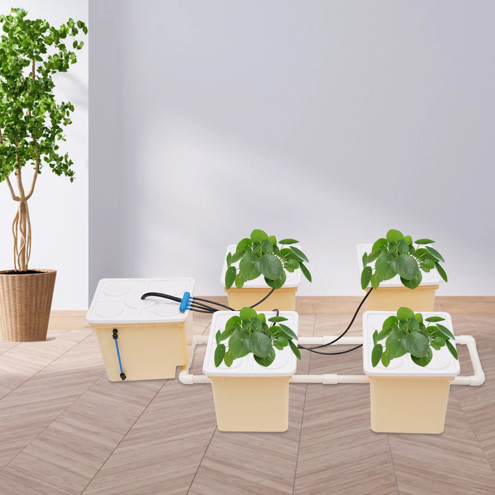 5-Bucket Hydroponic System Kit 79GPH Water Pump 2.9Gal Buckets Complete Hydroponics Growing System for Indoor/Outdoor Garden