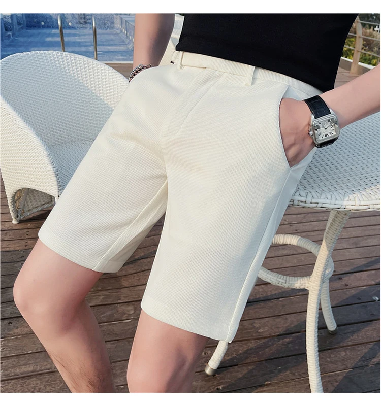 2023 Korean Style Men's Summer Casual Shorts/Male Slim Fit Fashion Solid Green Harlan Shorts Plus Size 29-36